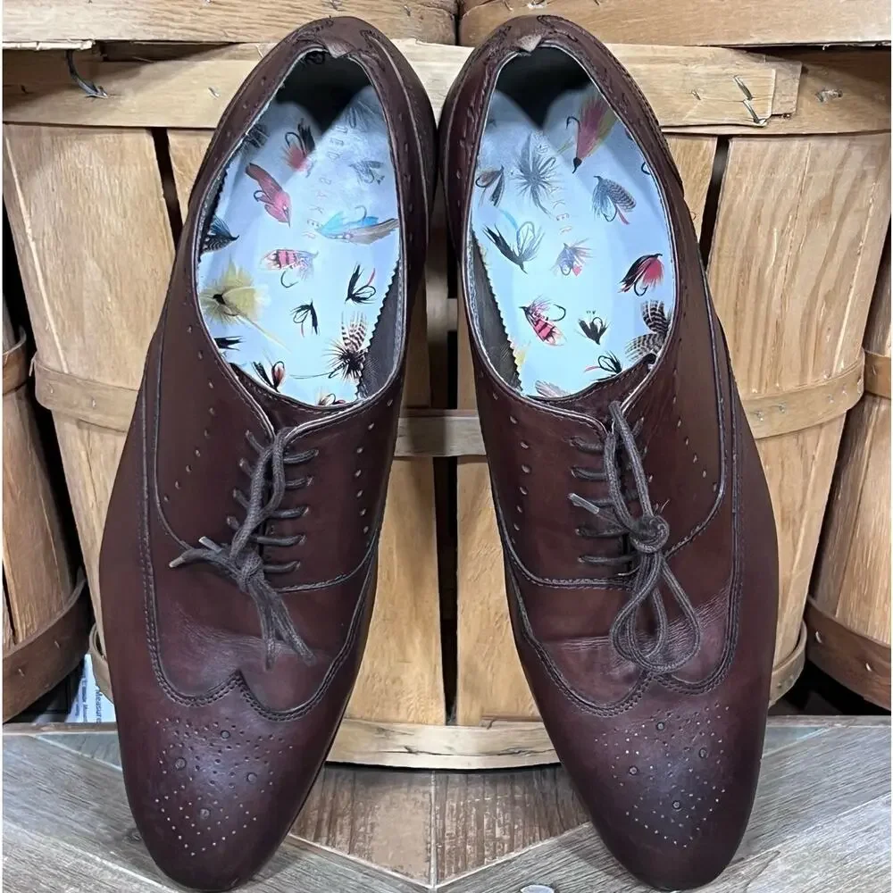 Ted Baker Yarrd 2 Wingtips Brown Leather Derby Oxfords Shoes Mens Size 11